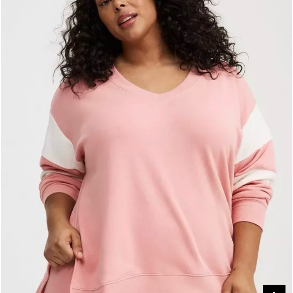 Torrid Cozy Fleece V-Neck Step Hem Sweatshirt